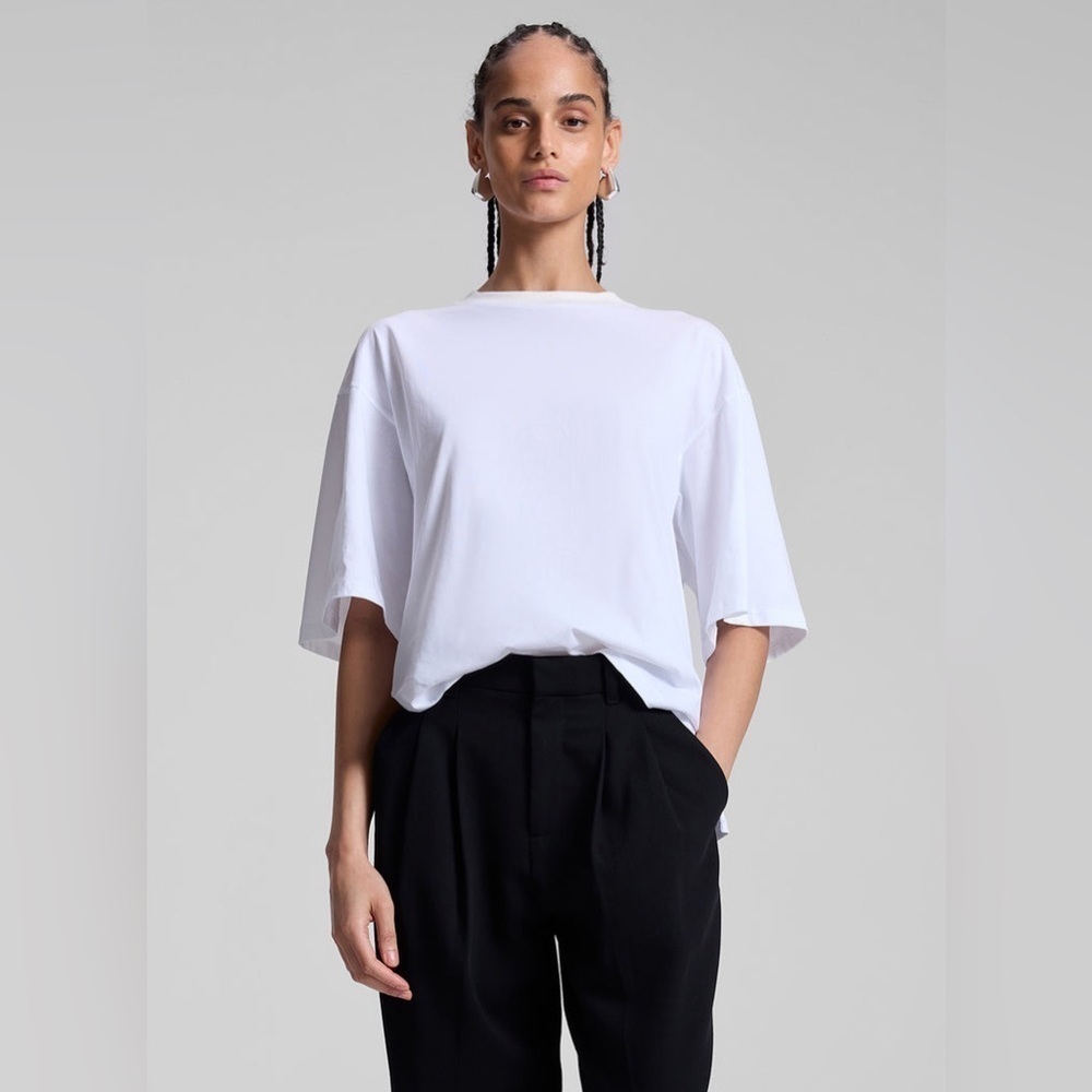 NWT A.L.C. Albie Cotton Jersey White Tee Size S $145 - Picture 1 of 10